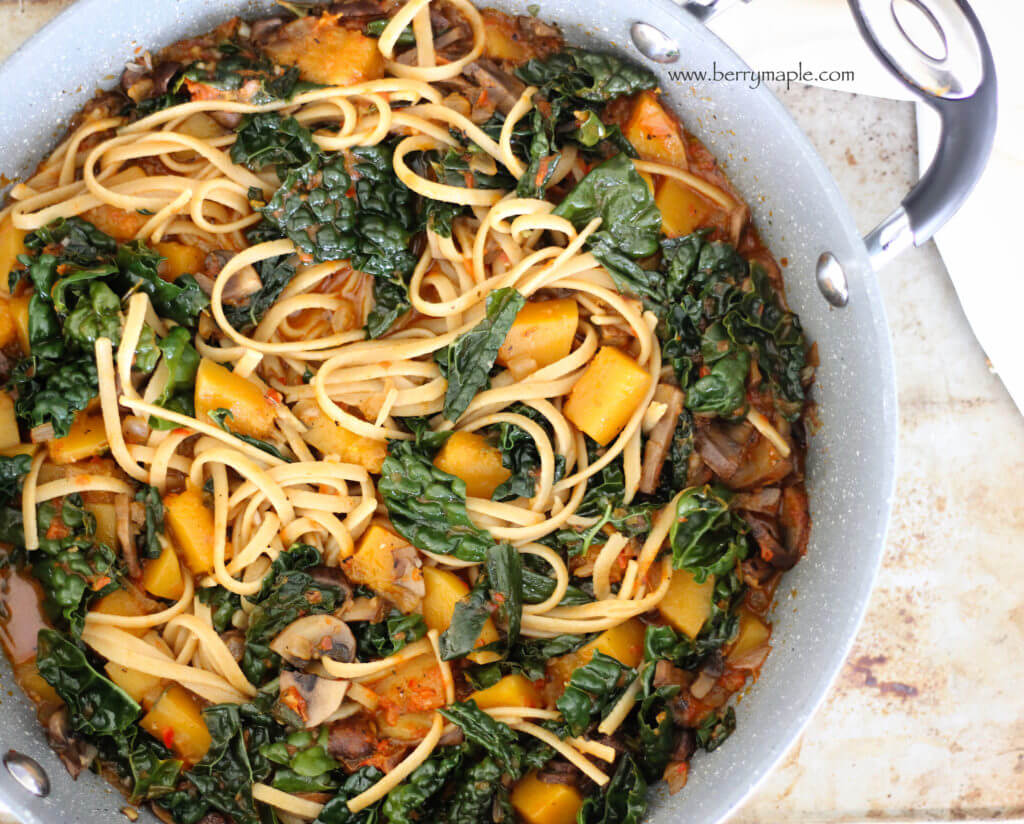 Butternut squash kale linguine