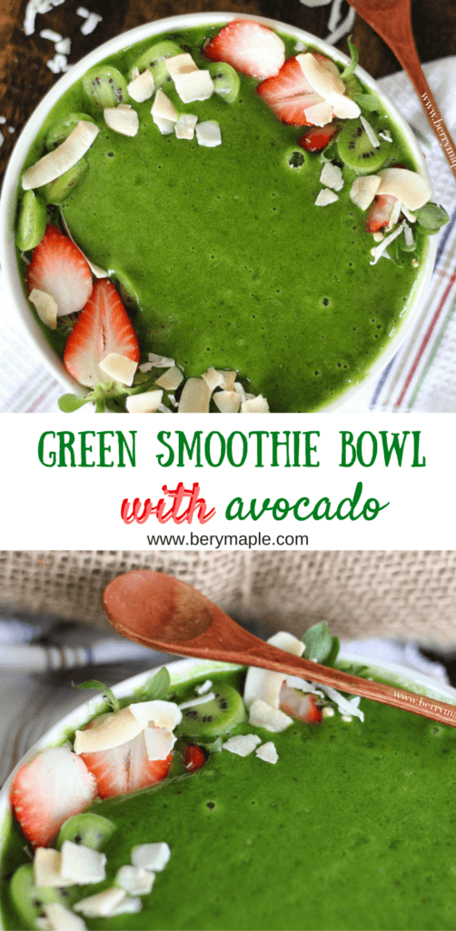 Green smoothie bowl with avocado recipe