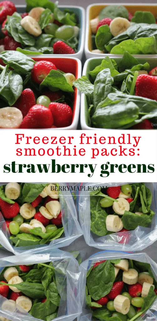 Freezer strawberry greens smoothie packs