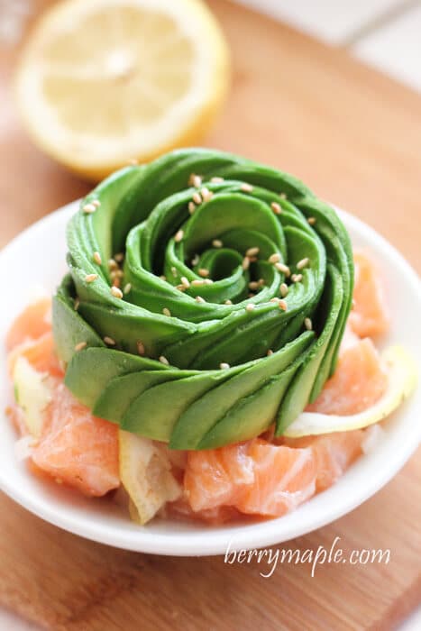 salmon ceviche with avocado