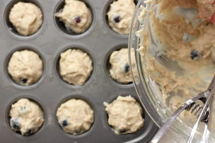 Healthy blueberry date banana yogurt mini muffins (sugar free!)