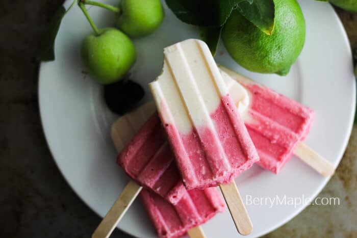 banana strawberry coconut popsicles