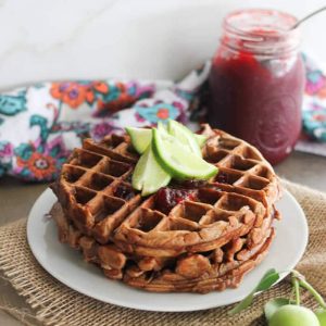 chocolate banana yogurt waffles