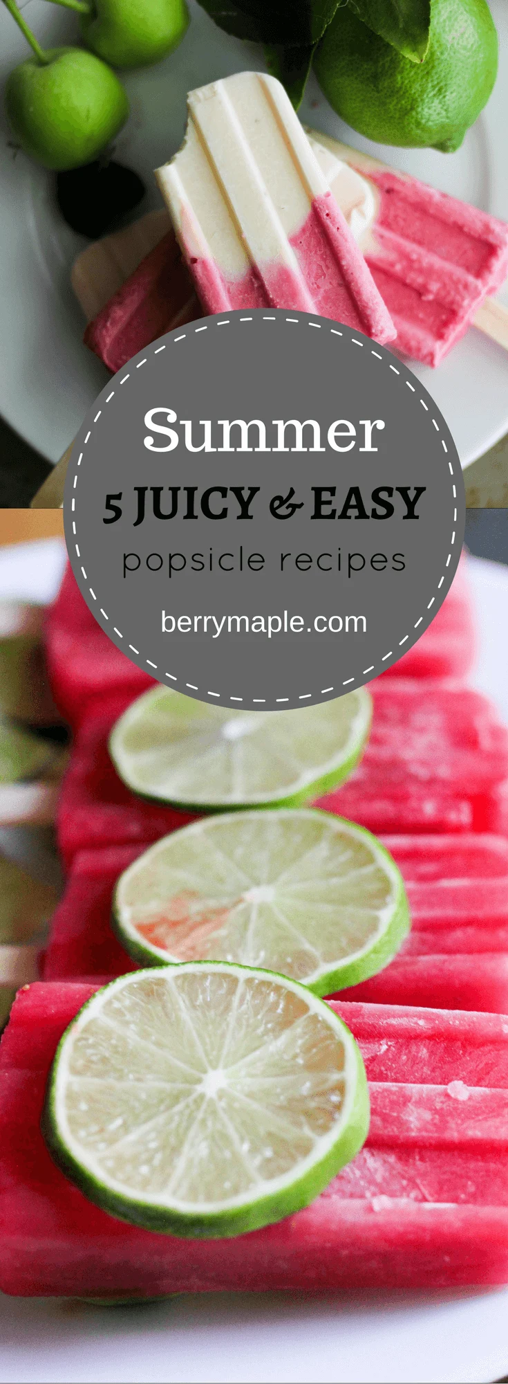 5 Juicy delicious popsicles recipes for your summer! Fresh fruit, vegetarian, vegan and gluten free! With watermelon, strawberries, coconut and more. healthy and perfect for kids! #popsicles #watermelon #pops popsicles recipes