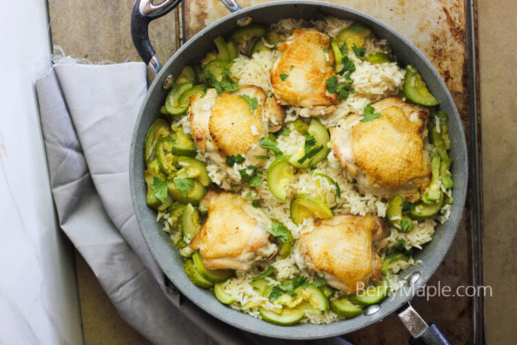 One pot chicken thighs with zucchini rice Berry&Maple