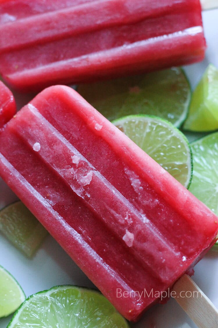 Watermelon lime honey popsicles