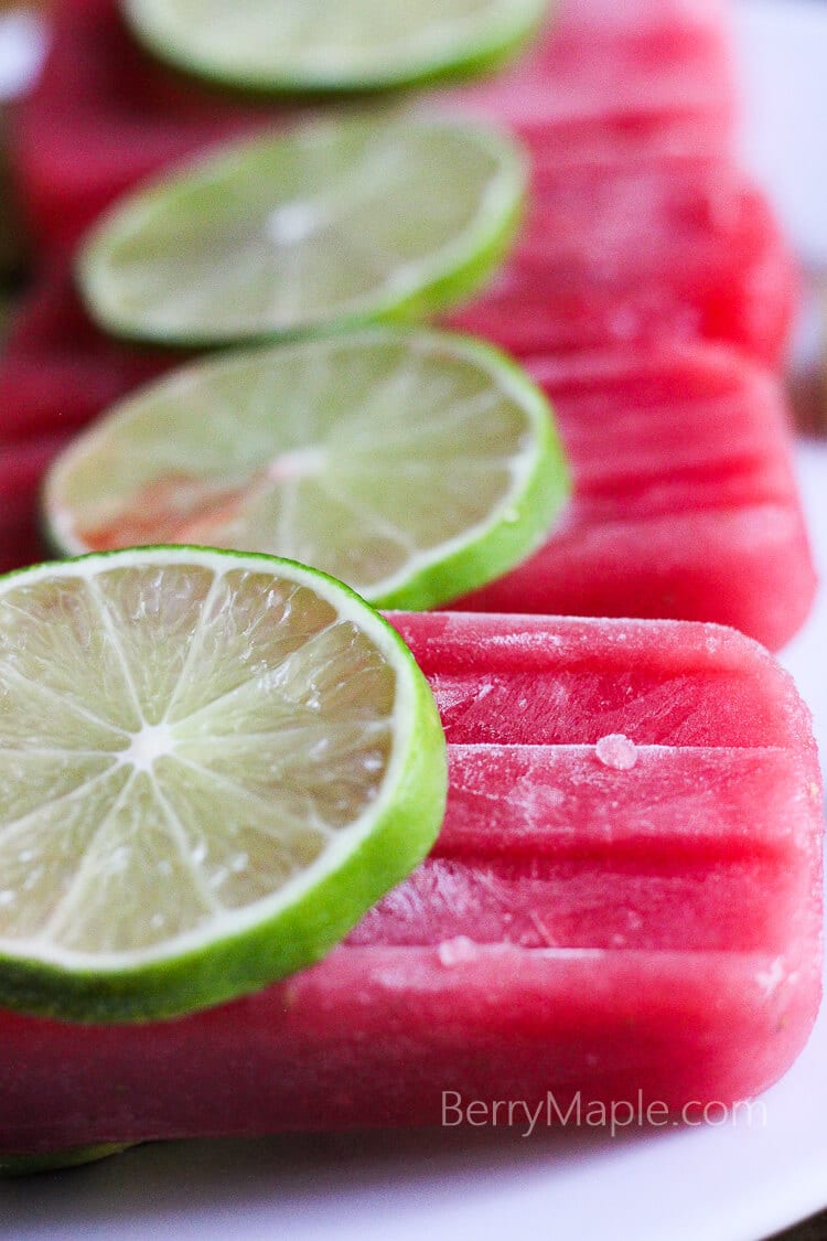 Watermelon lime honey popsicles