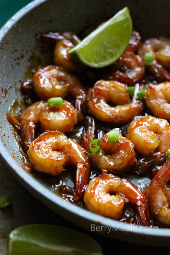 Honey garlic lime glazed shrimp