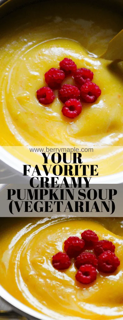 creamy pumpkin soup vegetarian raspberries