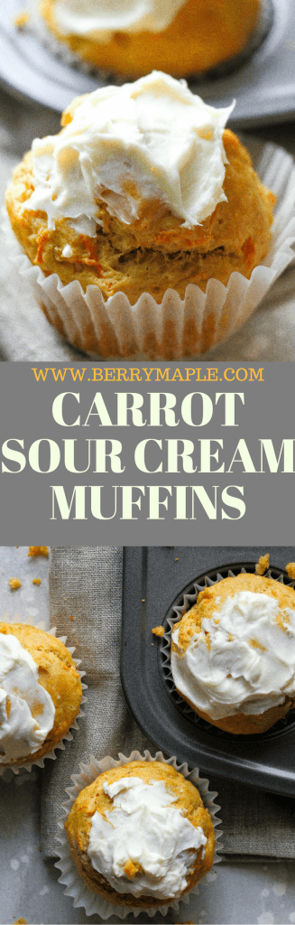 carrot sour cream muffins recipe www.berrymaple.com #carrots#muffins#sourcream#breakfast#easyrecipe