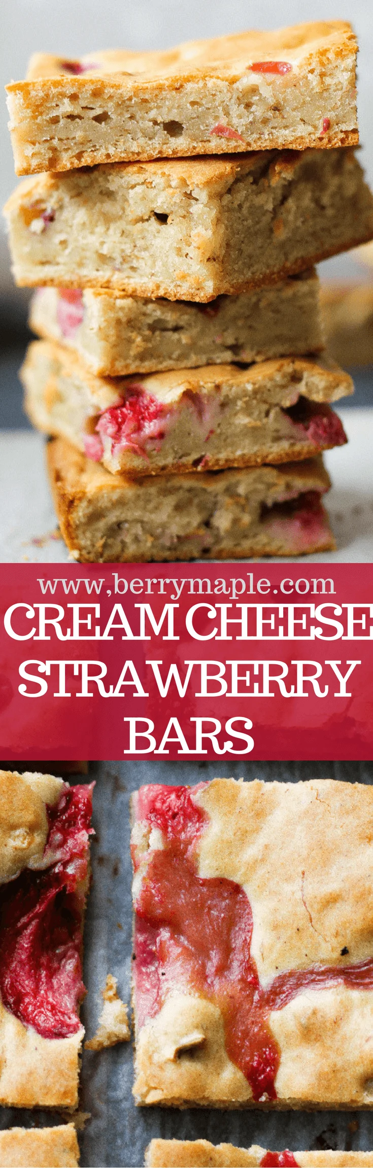 cream cheese strawberry bars recipe www.berrymaple.com #creamcheese#bars#strawberries#dessert#brownsugar