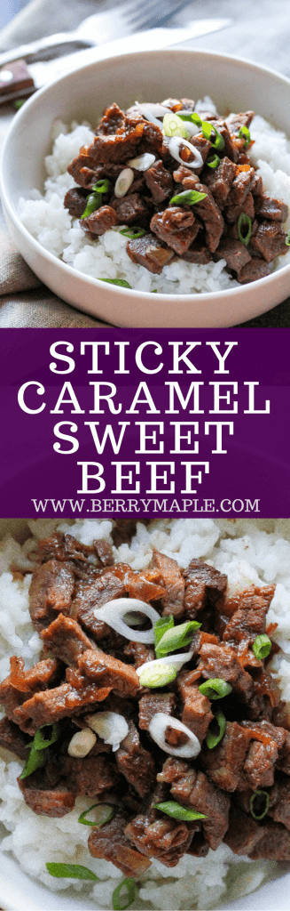 caramelized sweet beef with rice www.berrymaple.com #beef#caramel#ricedish#caramelized#asian#asiandish