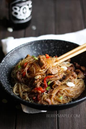 stir fry pork glass noodles www.berrymaple.com