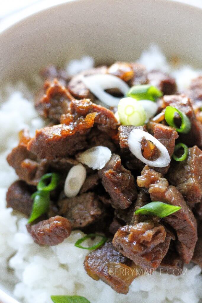 Caramelized Sweet Beef With Rice Berry Maple