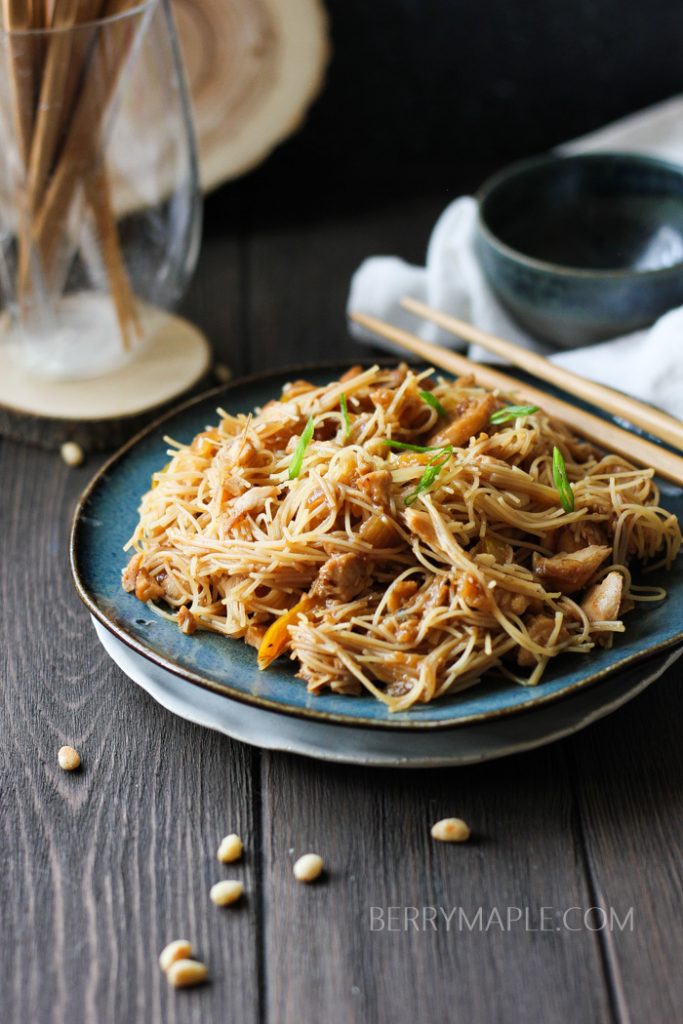 Tilapia rice noodles stir-fry