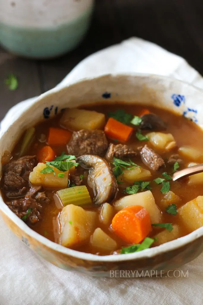 Old fashioned beef and vegetable soup in Instant Pot