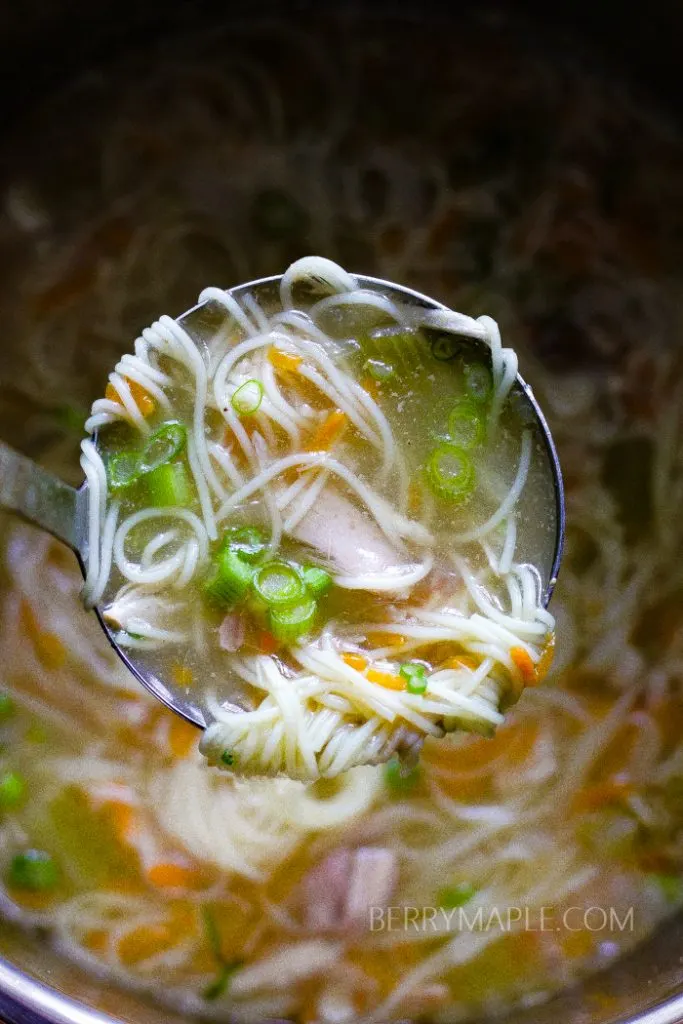 Instant pot chicken noodle soup Berry Maple