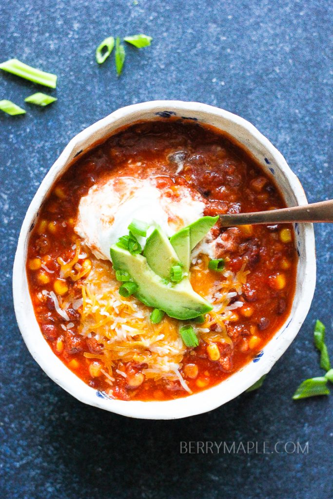 This warming, satisfying and delicious instant pot chili with ground beef will make you ask for more! Healthy instant pot dish that even your kids will love.