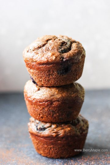 Banana chocolate muffins with blueberries - Berry&Maple