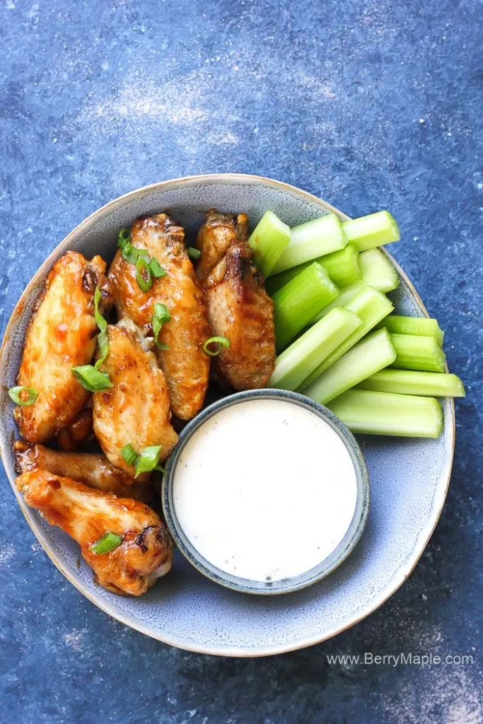 air fryer chicken wings with celery sticks