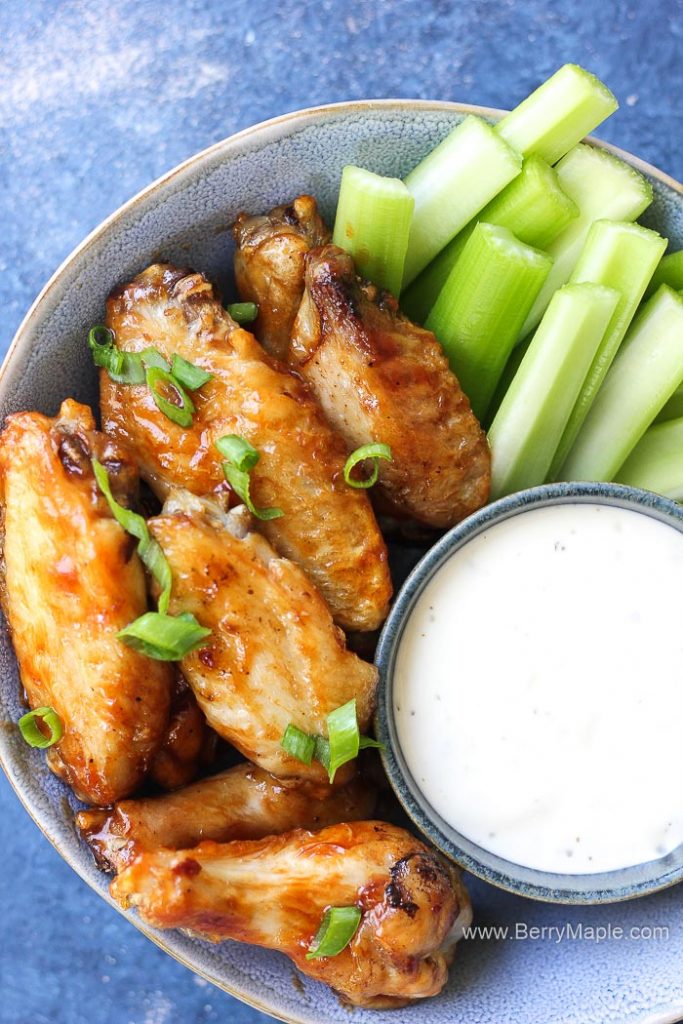 air fryer chicken wings with celery sticks