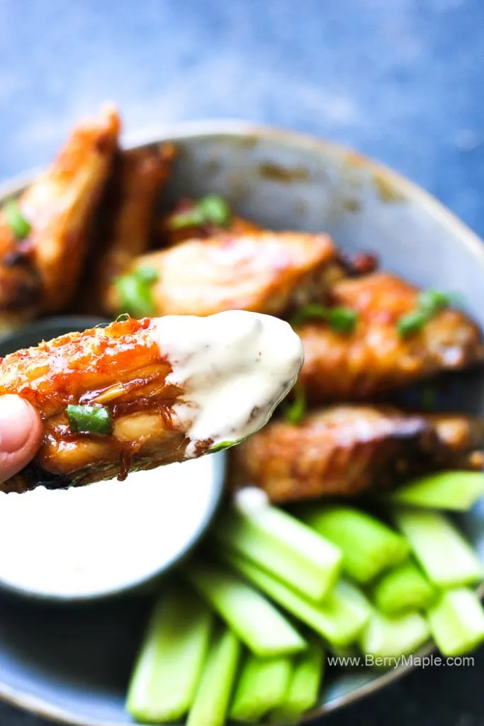 air fryer chicken wings with celery sticks