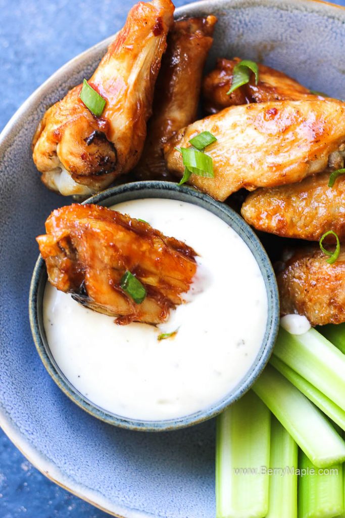 air fryer chicken wings with celery sticks