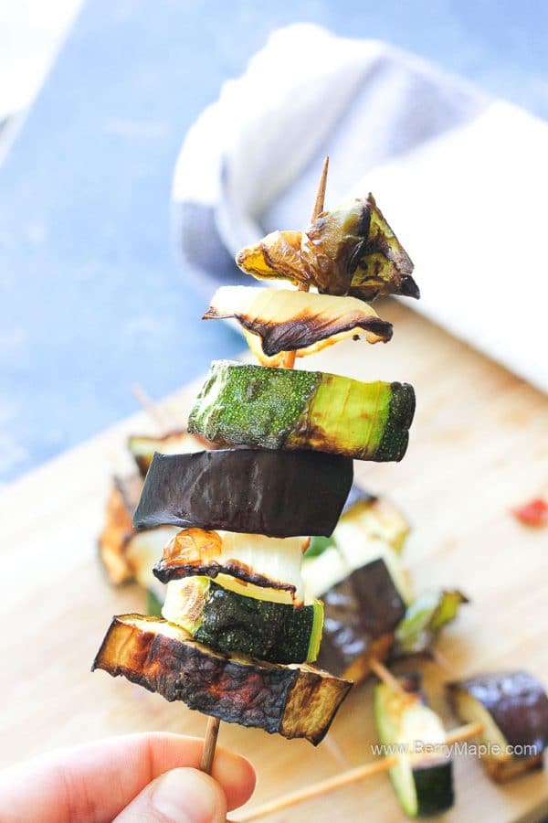 Air fryer vegetable kebabs Berry&Maple