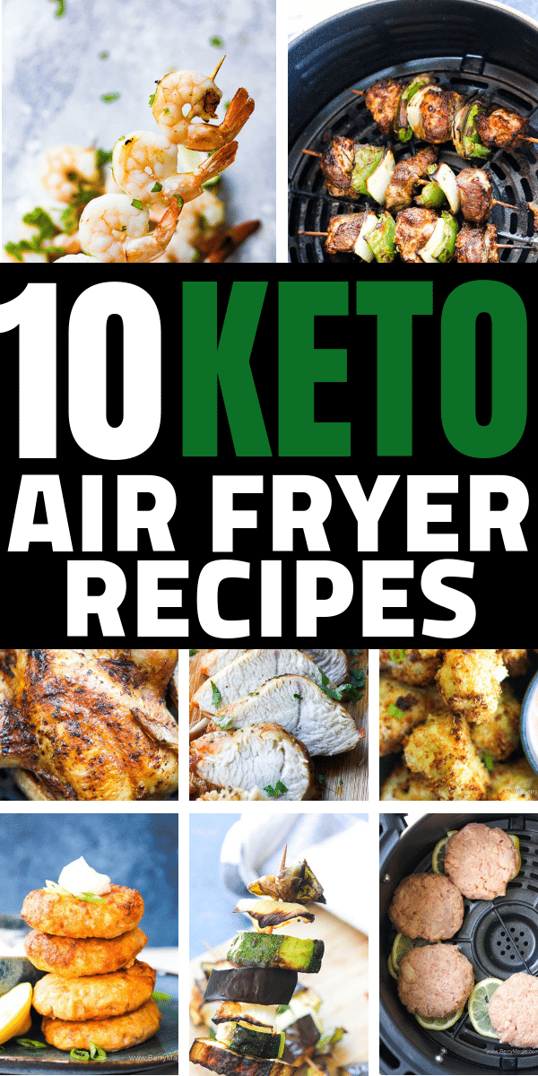 Amazing list of BEST KETO air fryer recipes for beginners and for advance users. We love this low carb recipes, from kebabs and shrimp to salmon patties, healthy vegetables , buffalo cauliflower, turkey breast, cornish hen and more! #ketoairfryer #ketorecipes #airfryer keto recipes