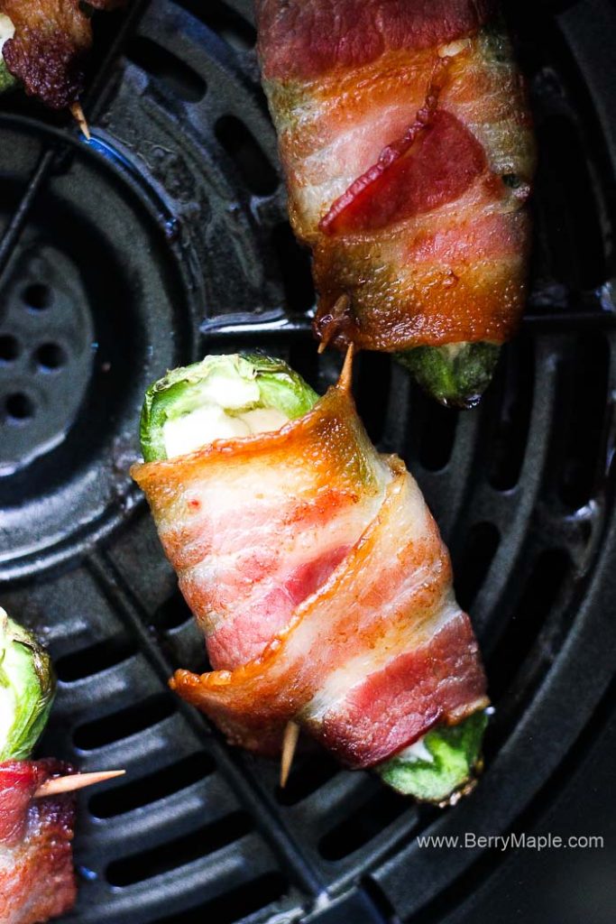 Air fryer bacon wrapped jalapeno poppers Berry&Maple