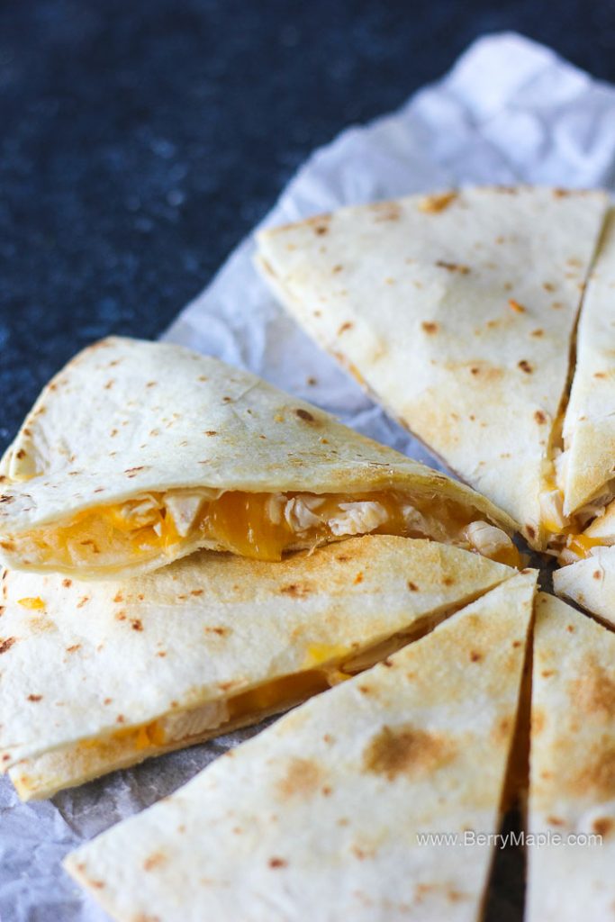 Air fryer chicken cheese quesadilla Berry&Maple