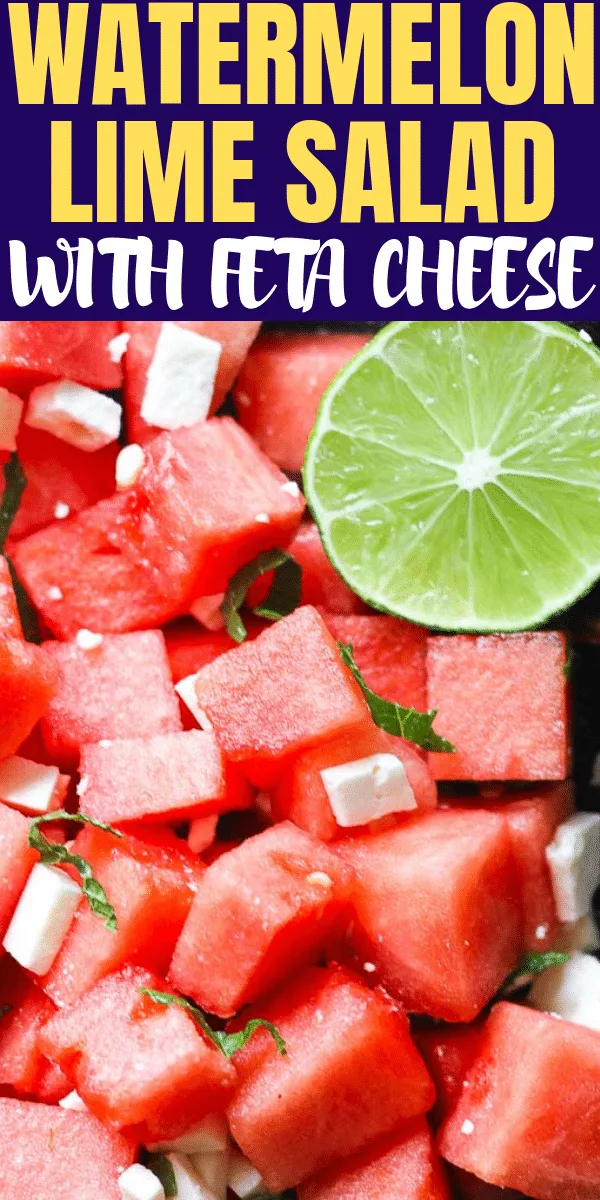 feta cheese salad with watermelon and half lime