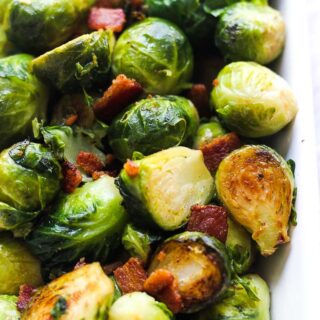 sauteed broseels sprouts with bacon crispy