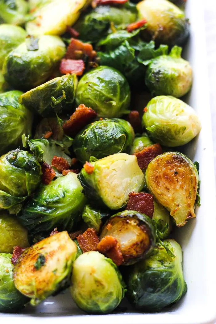 sauteed broseels sprouts with bacon crispy
