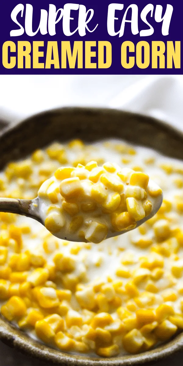 creamed corn in the spoon