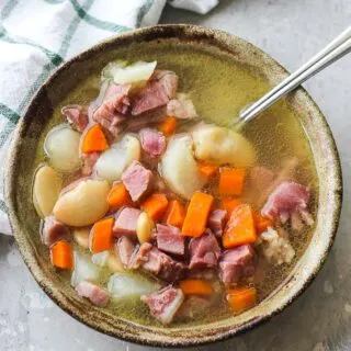 a bowl of ham bone soup