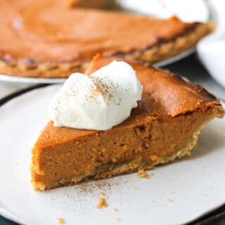 a slice of the best easy pumpkin pie