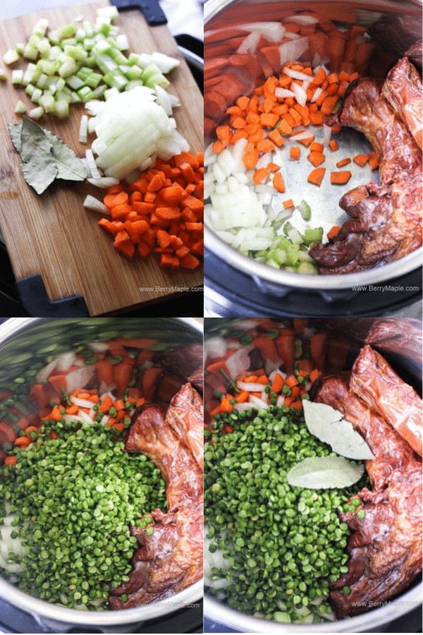 step by step preparation photos of split pea soup in instant pot
