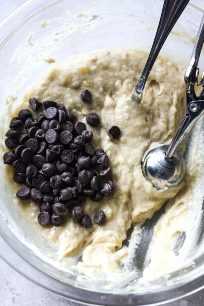 muffin batter with chocolate chips