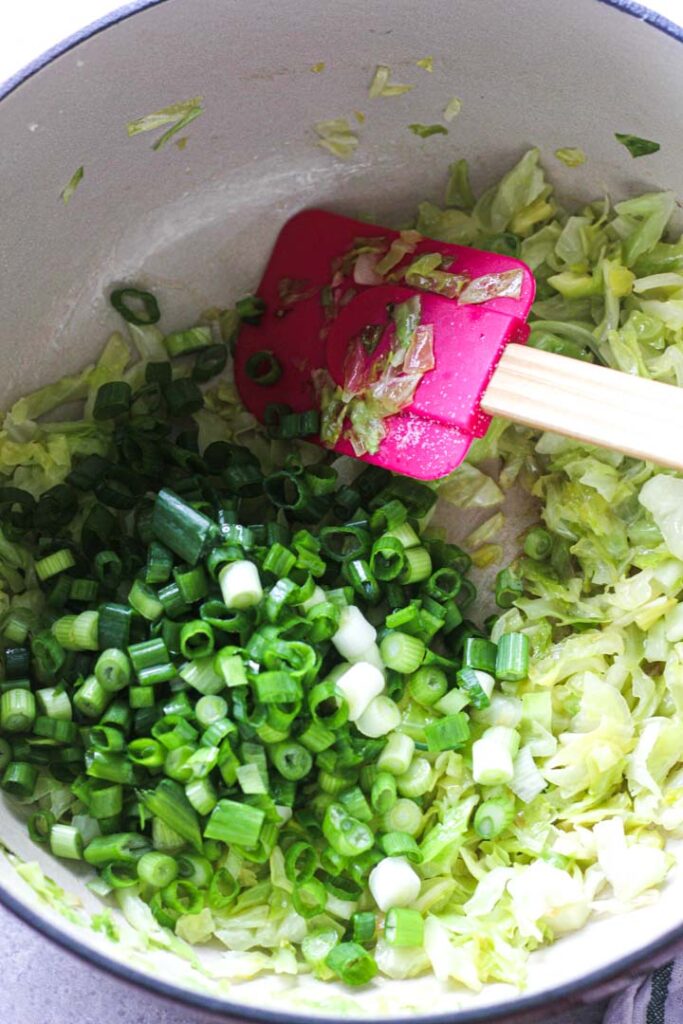 sauted green onions and cabbage