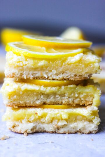 a stack of lemon bars