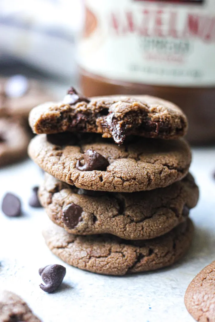 a stack of chocolate chip cookies