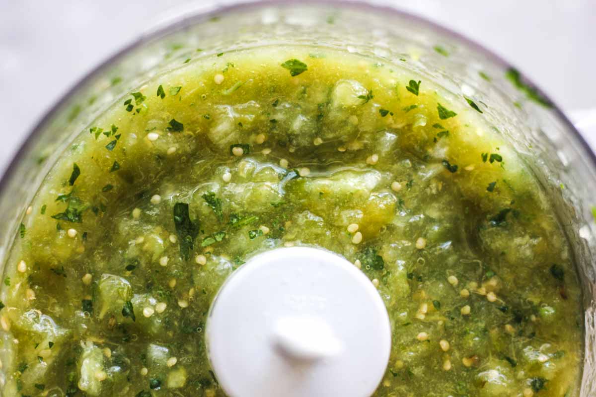 Air fryer roasted tomatillo salsa Berry&Maple