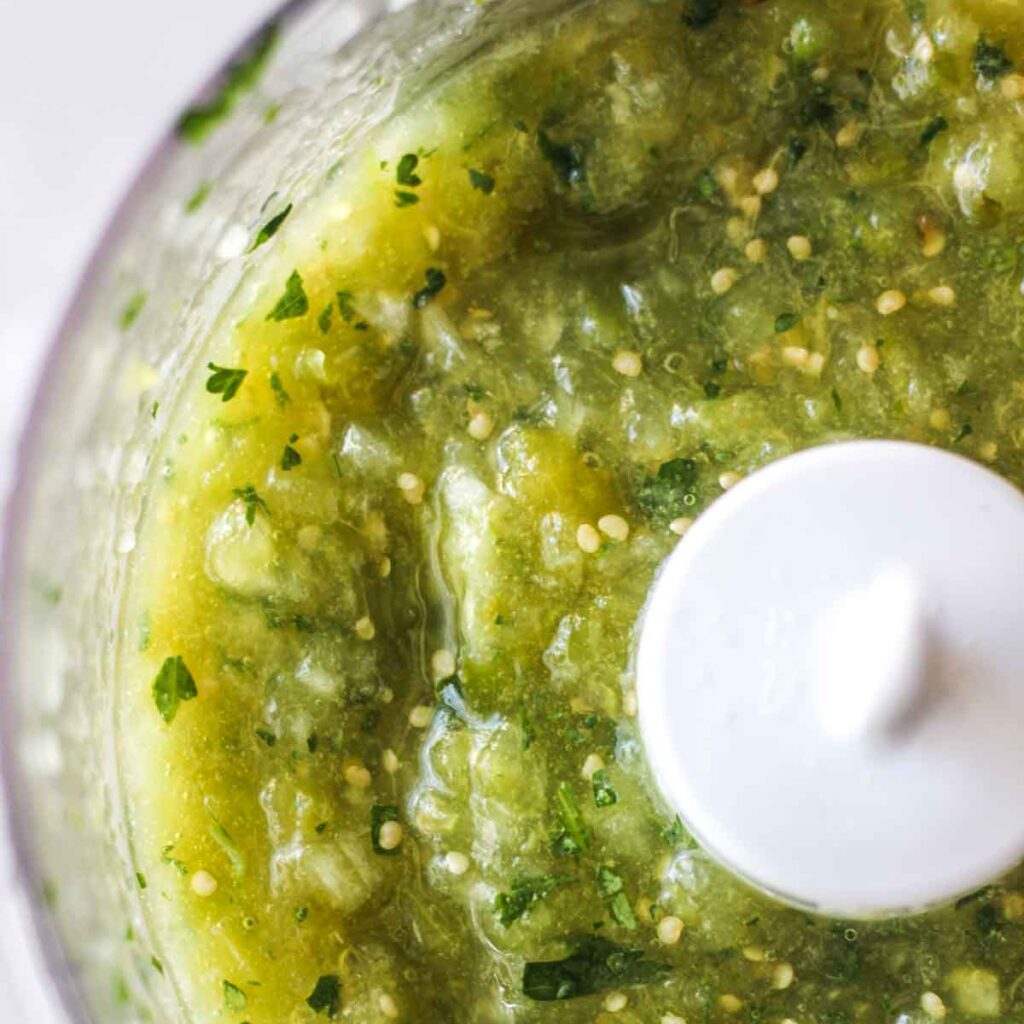 Air fryer roasted tomatillo salsa Berry&Maple