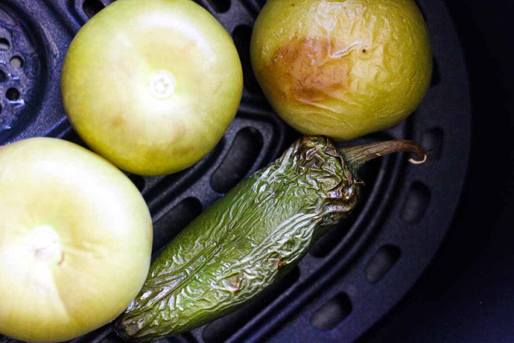 Air fryer roasted tomatillo salsa Berry&Maple