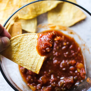 crispy air fryer tortilla chips with salsa