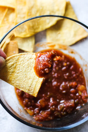 crispy air fryer tortilla chips with salsa