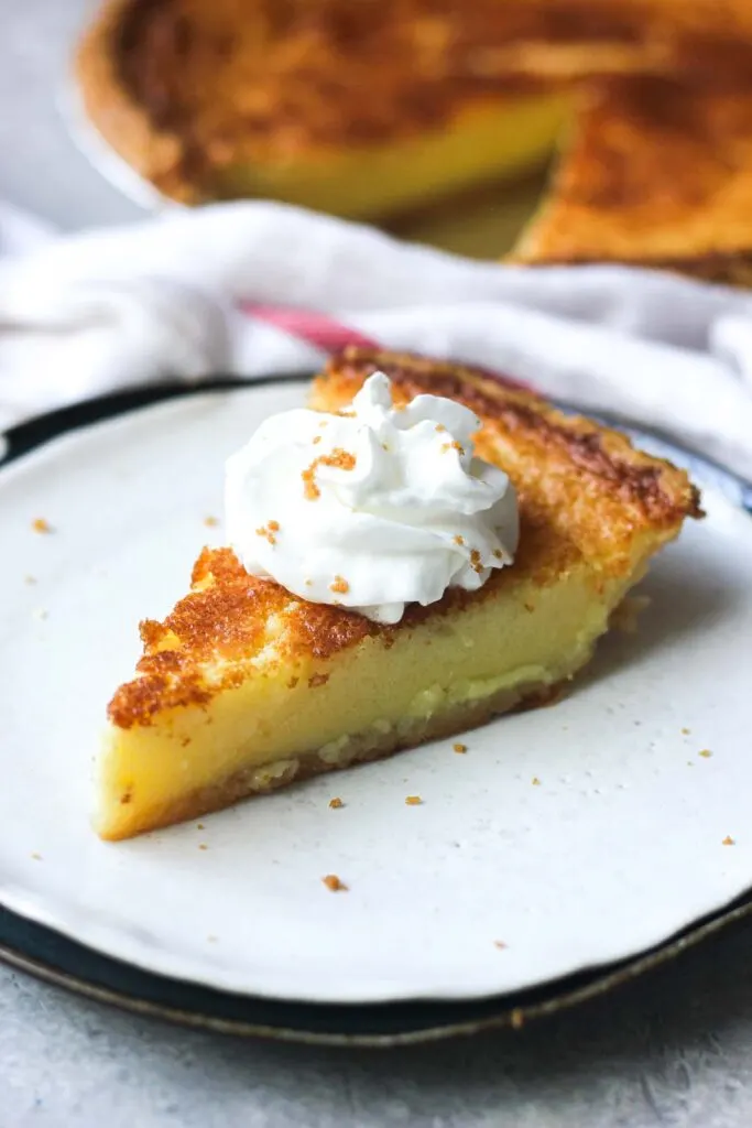 southern buttermilk pie on the plate