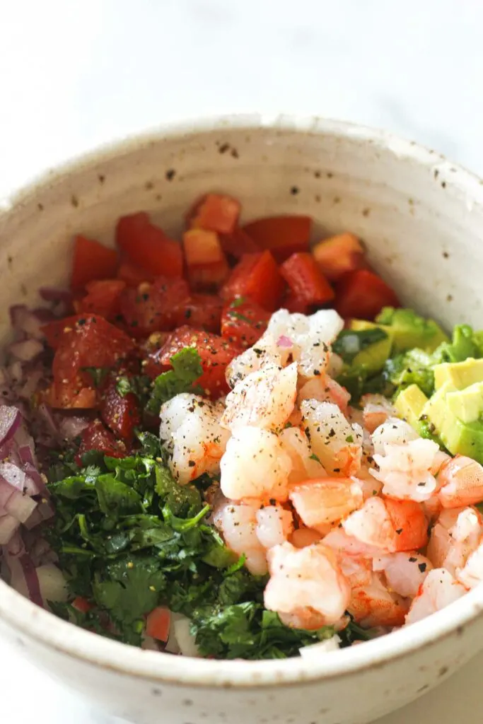 imitation crab and shrimp ceviche before mixing