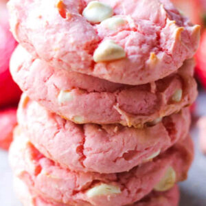 srawberry milkshake cookies stack